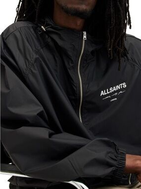 All Saints Men's Black Half-Zip Underground Jacket sz XXL